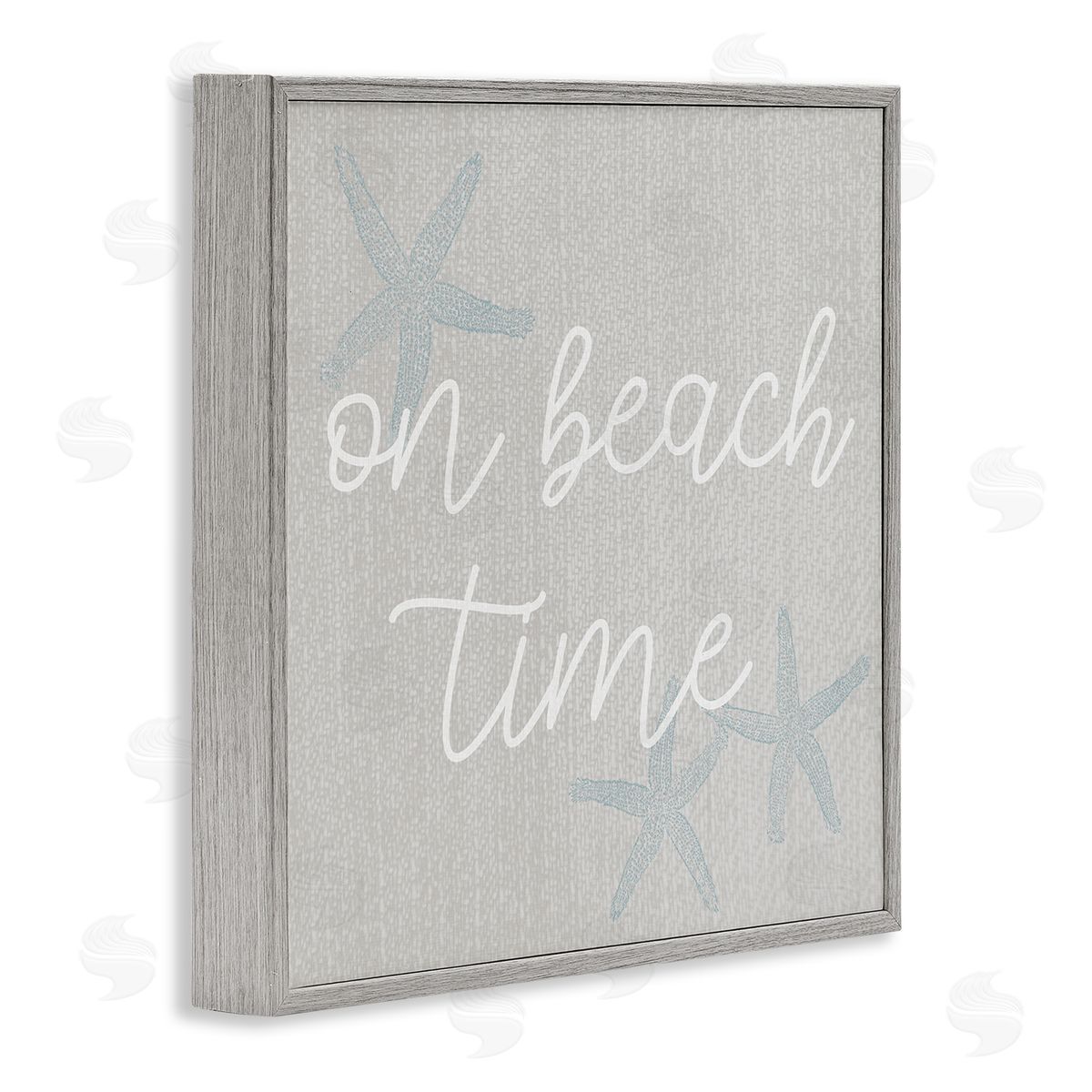 Stupell Studio On Beach Time Starfish Phrase Gray Framed Glicee Wall Art Print