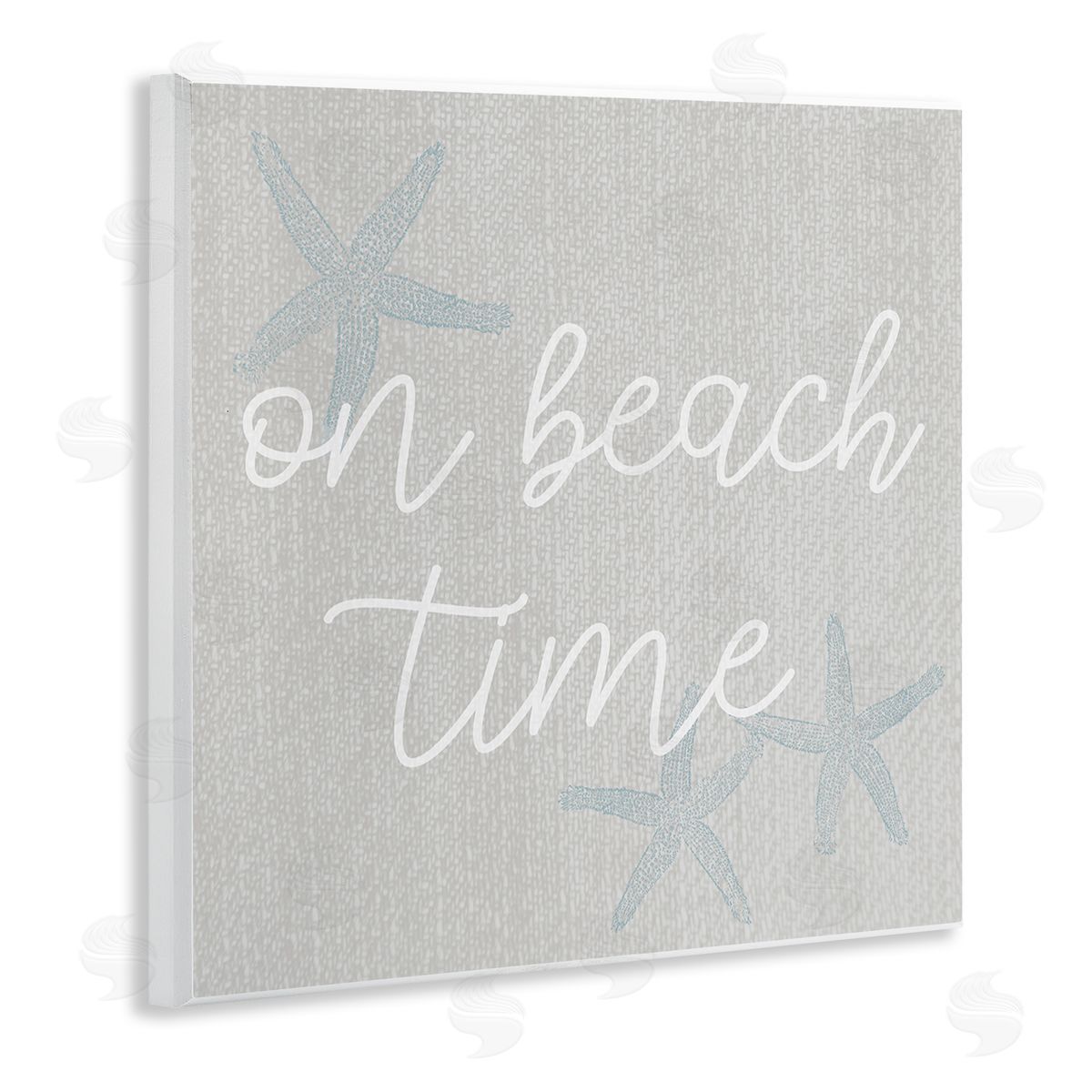 Stupell Studio On Beach Time Starfish Phrase Wooden Wall Plaque Art Print