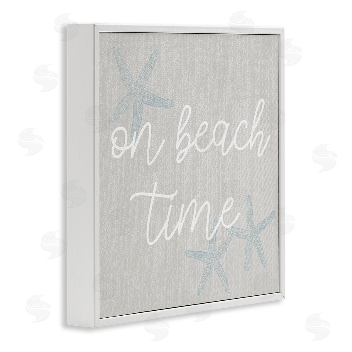Stupell Studio On Beach Time Starfish Phrase White Framed Glicee Wall Art Print
