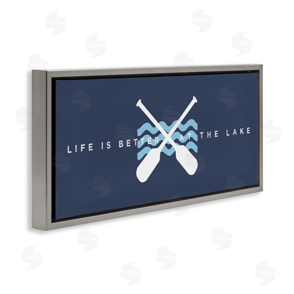 Better At Lake with Crossed Oars Grey Floating Frame Canvas Wall Art, Home Decor by Stupell Studio