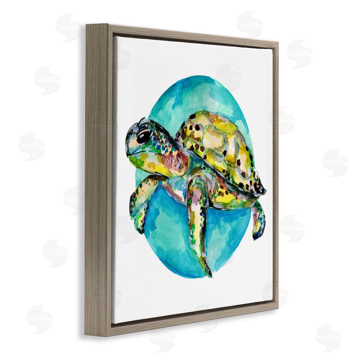 Sebastian Grafmann Marine Wildlife Sea Turtle Brown Floating Frame Canvas Wall Art Print
