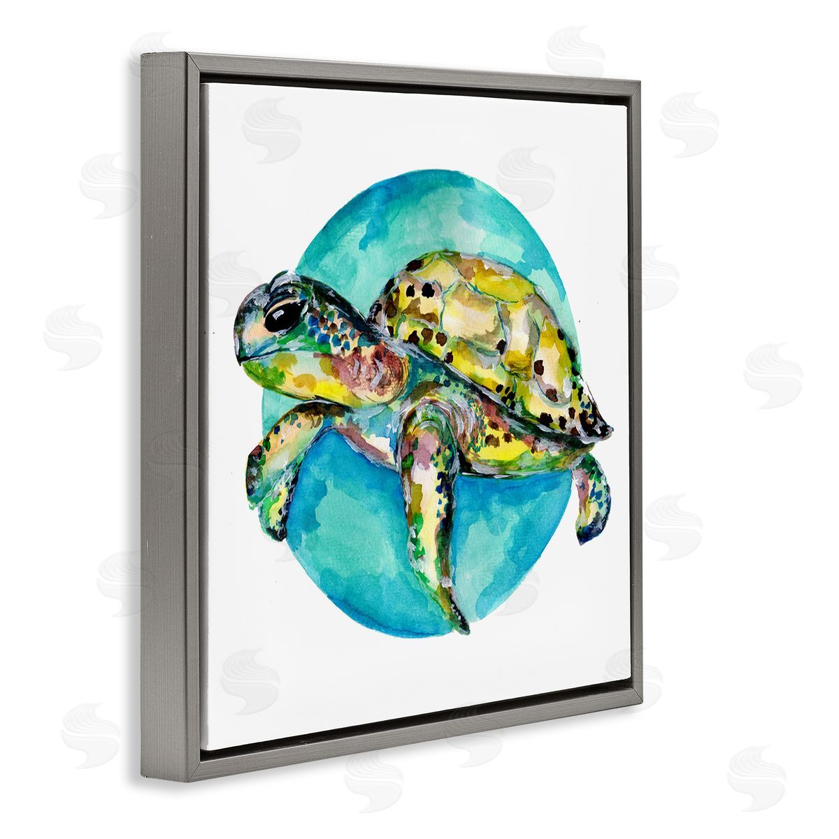 Sebastian Grafmann Marine Wildlife Sea Turtle Gray Floating Frame Canvas Wall Art Print