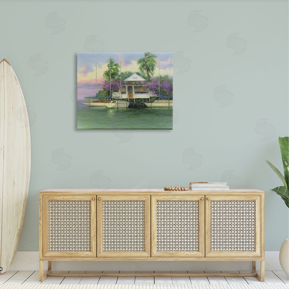 Martin Figlinski Coastal Boat Dock Tropical Palms