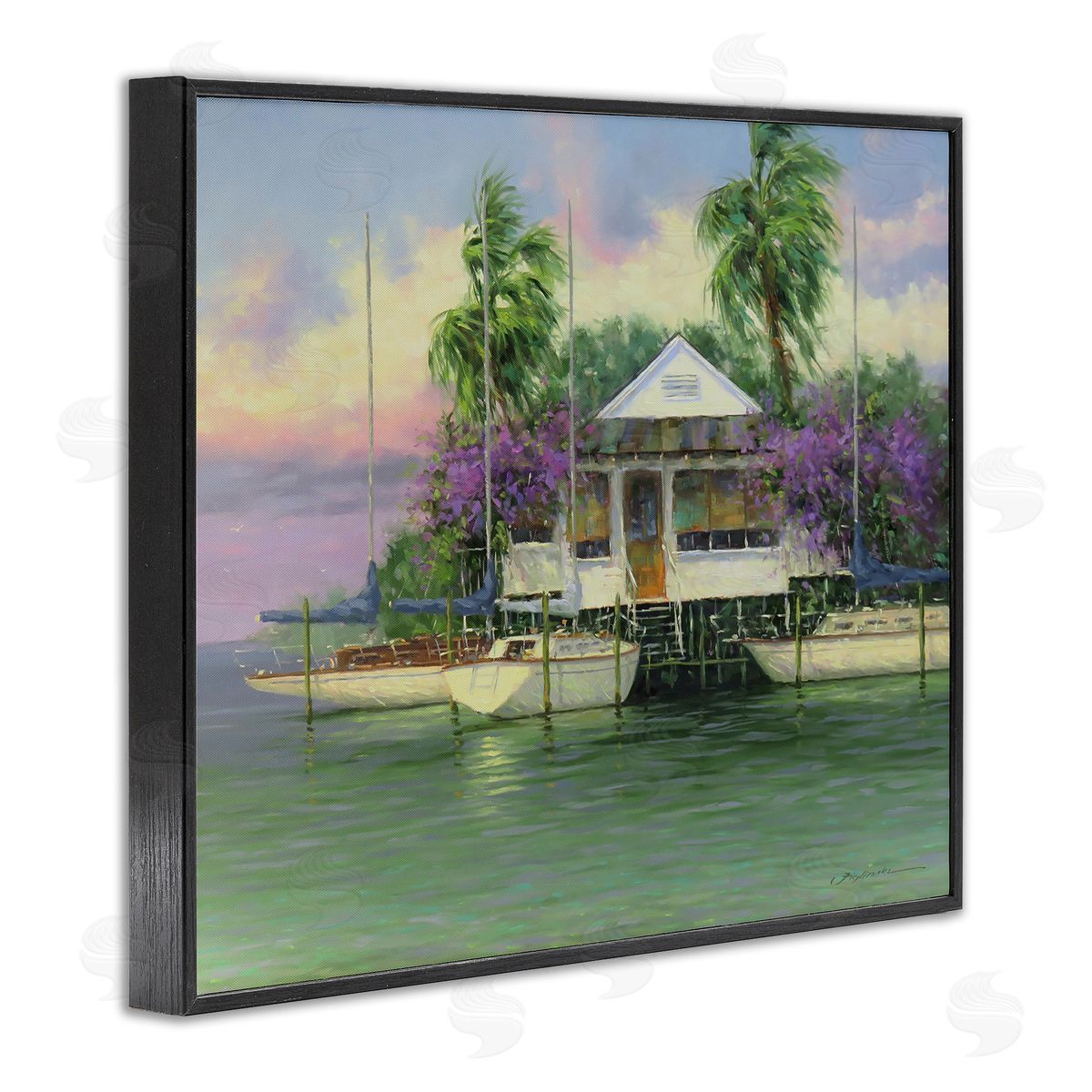 Martin Figlinski Coastal Boat Dock Tropical Palms