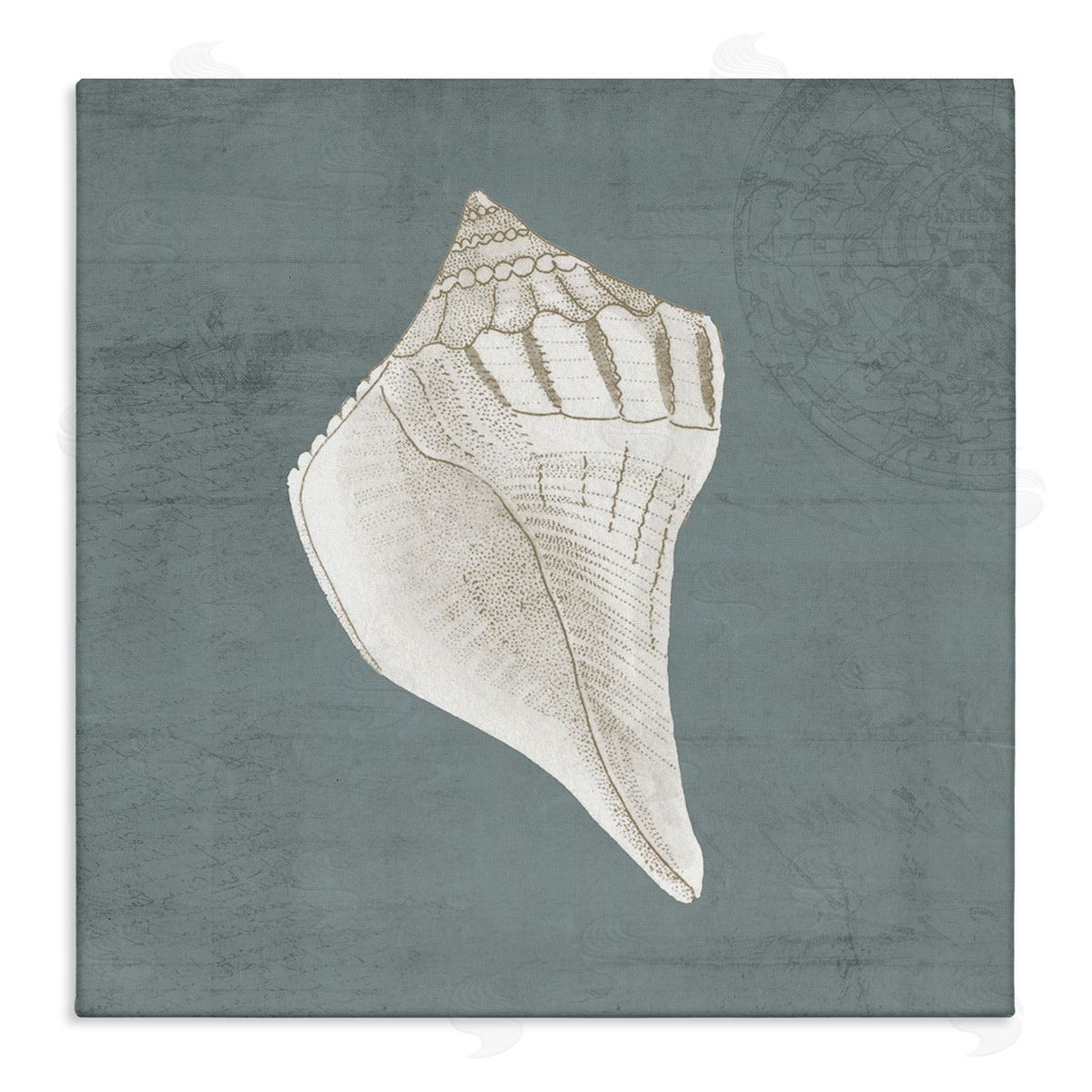 Piddix Conch Seashell Stipple Pattern Stretched Canvas Wall Art Print