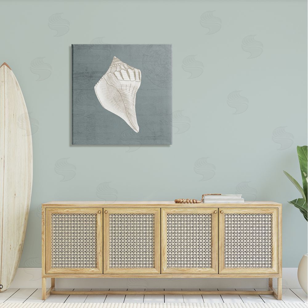 Piddix Conch Seashell Stipple Pattern Canvas Wall Art in Room