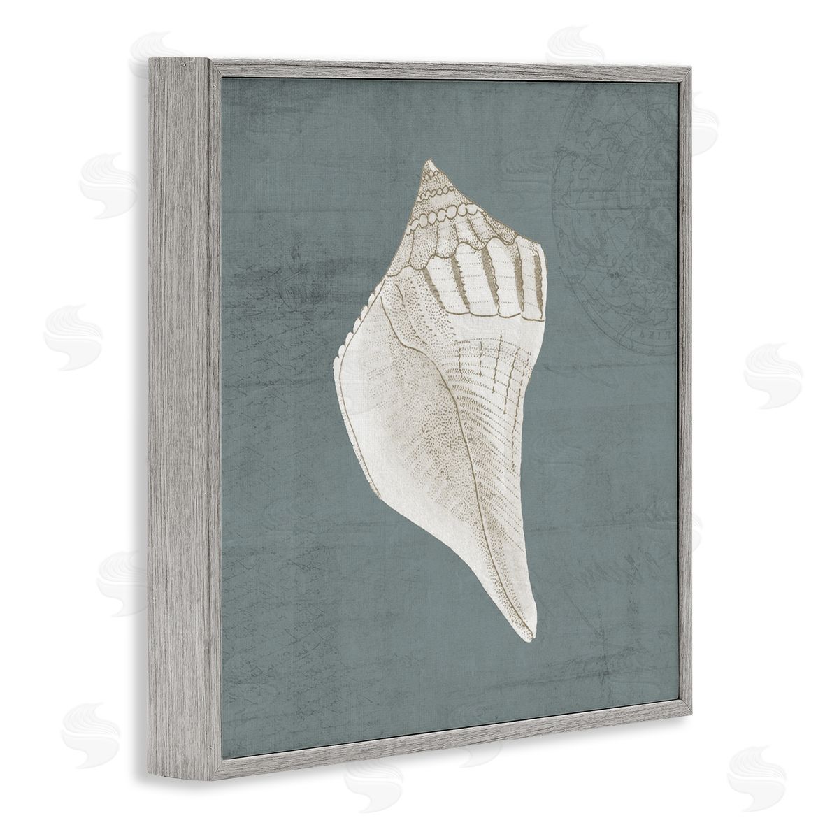 Piddix Conch Seashell Stipple Pattern Gray Framed Glicee Wall Art Print