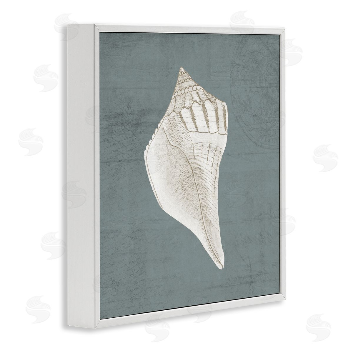 Piddix Conch Seashell Stipple Pattern White Framed Glicee Wall Art Print