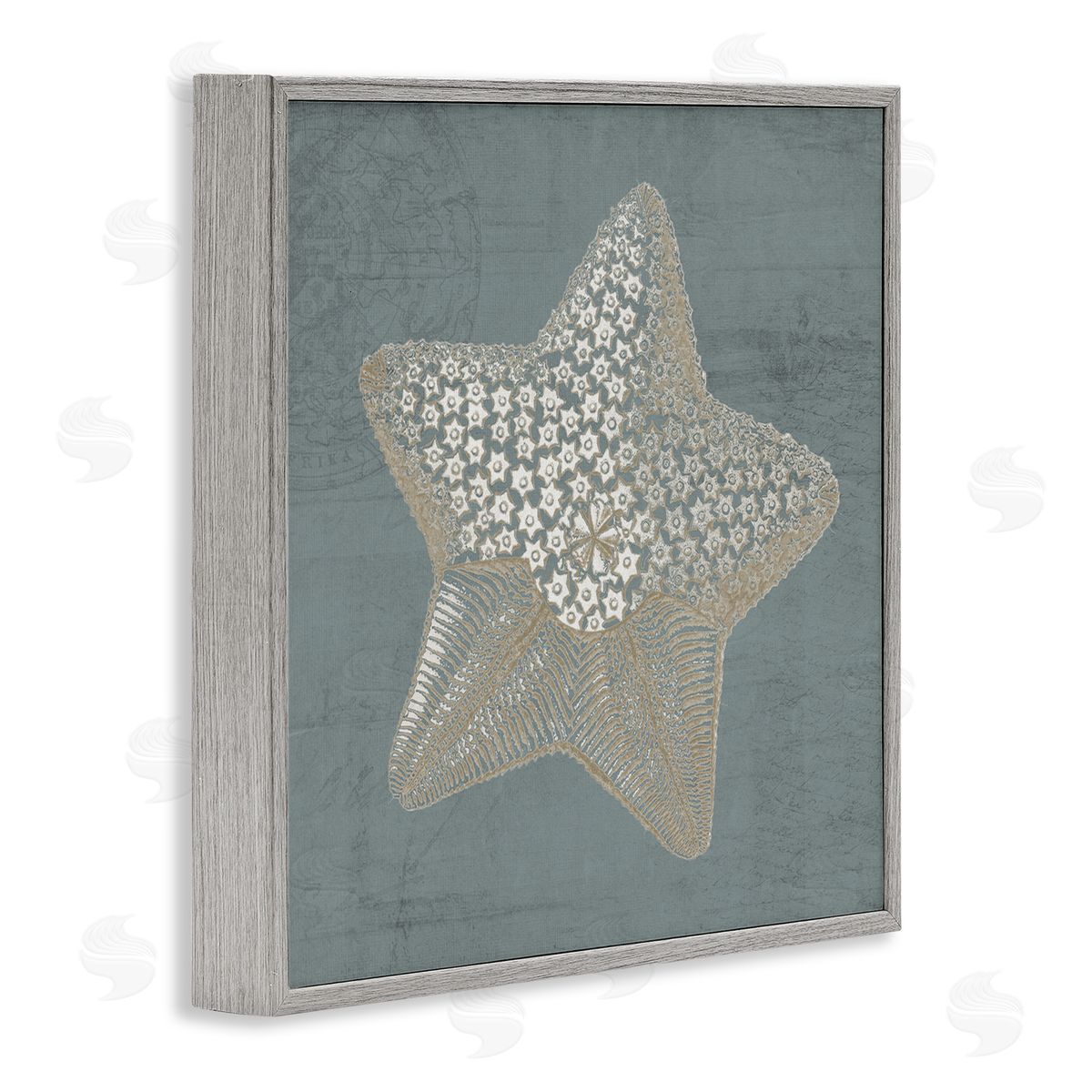 Piddix Patterned Starfish Aquatic Sea Life Gray Framed Glicee Wall Art Print
