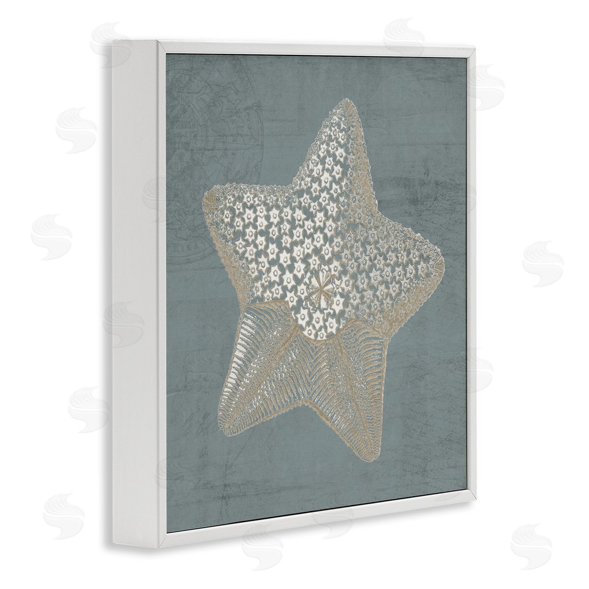 Piddix Patterned Starfish Aquatic Sea Life White Framed Glicee Wall Art Print
