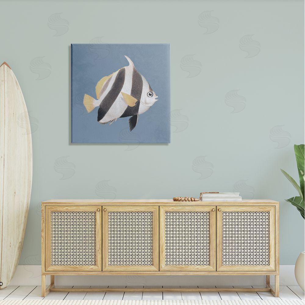 Piddix Striped Fish Marine Life Portrait Canvas Wall Art in Room