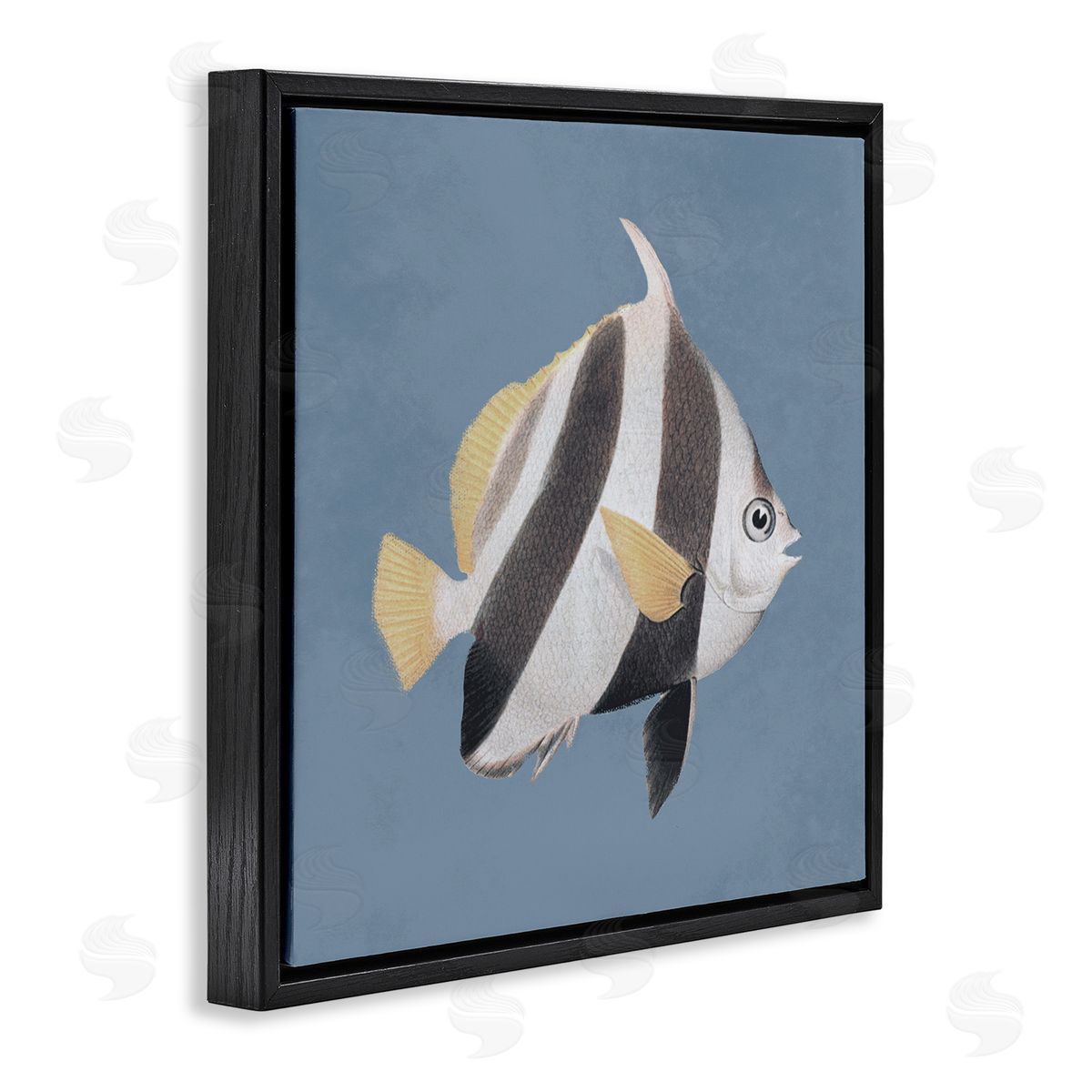 Piddix Striped Fish Marine Life Portrait Black Floating Frame Canvas Wall Art Print
