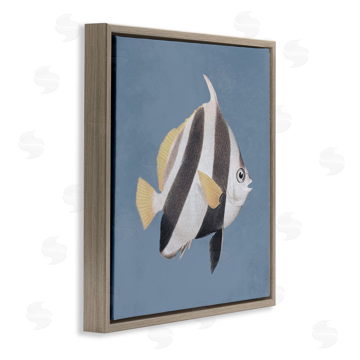 Piddix Striped Fish Marine Life Portrait Brown Floating Frame Canvas Wall Art Print
