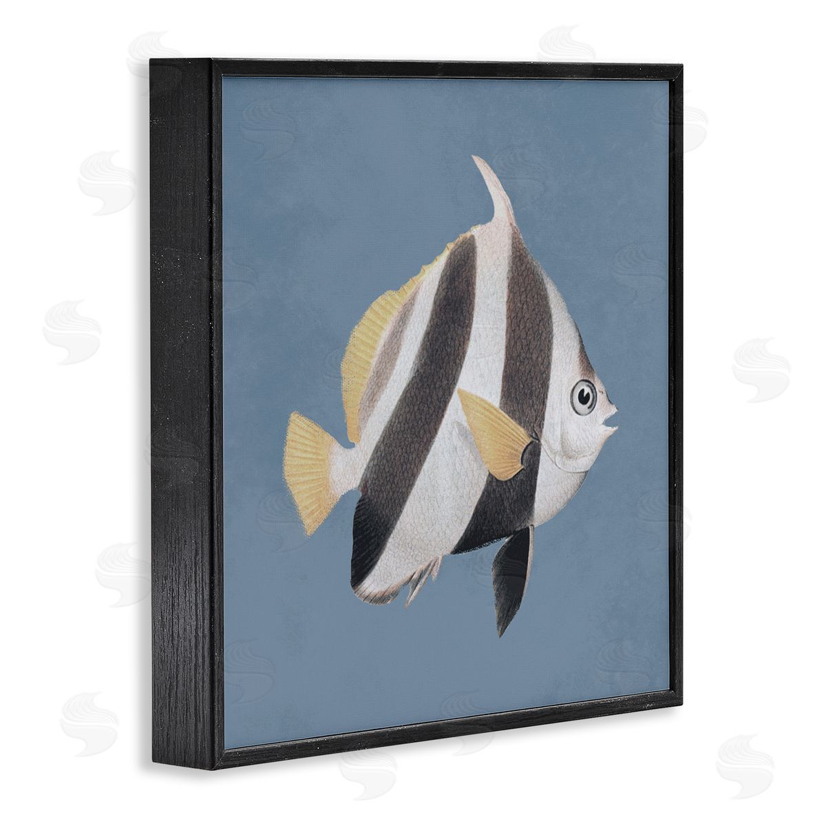 Piddix Striped Fish Marine Life Portrait Black Framed Glicee Wall Art Print