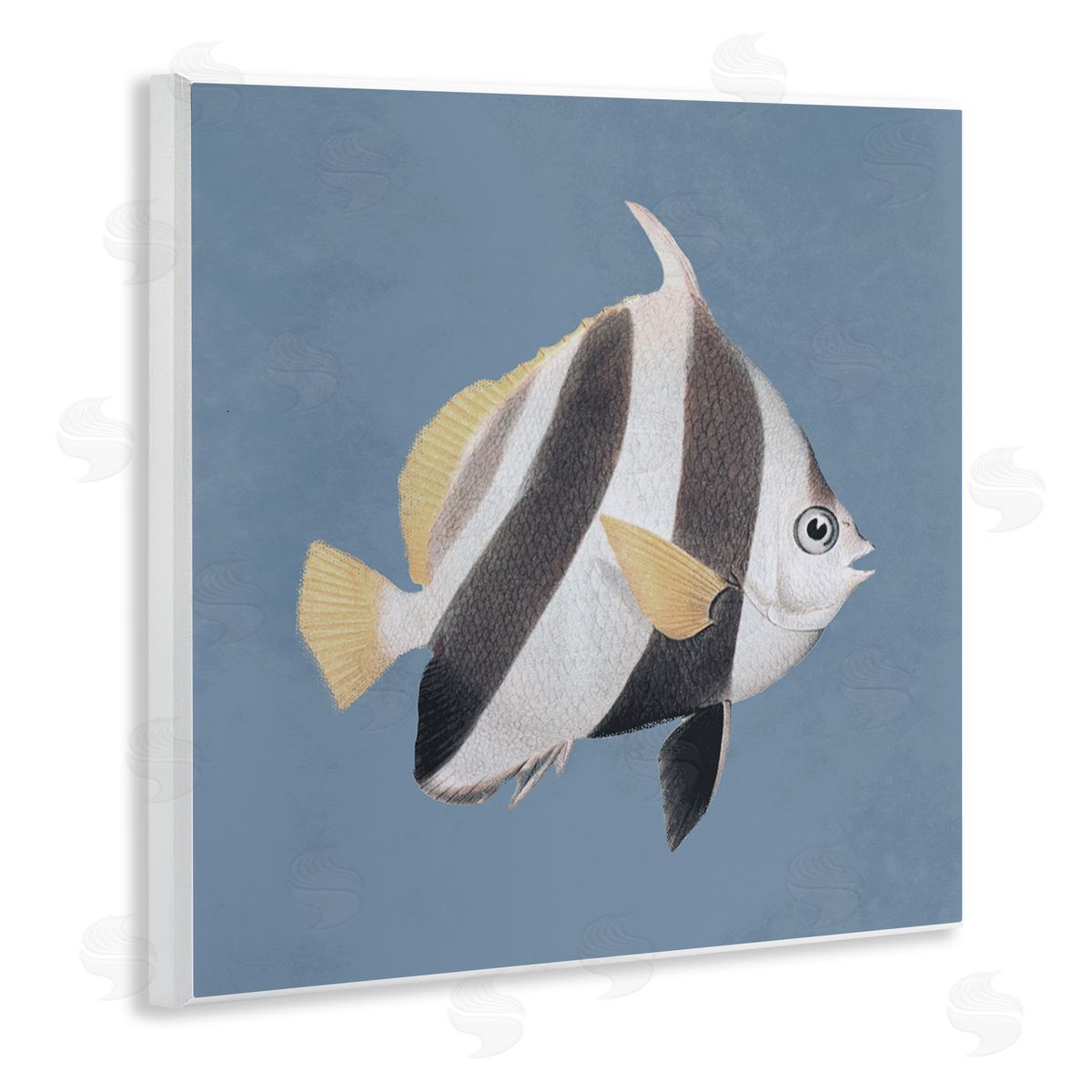 Piddix Striped Fish Marine Life Portrait Wooden Wall Plaque Art Print