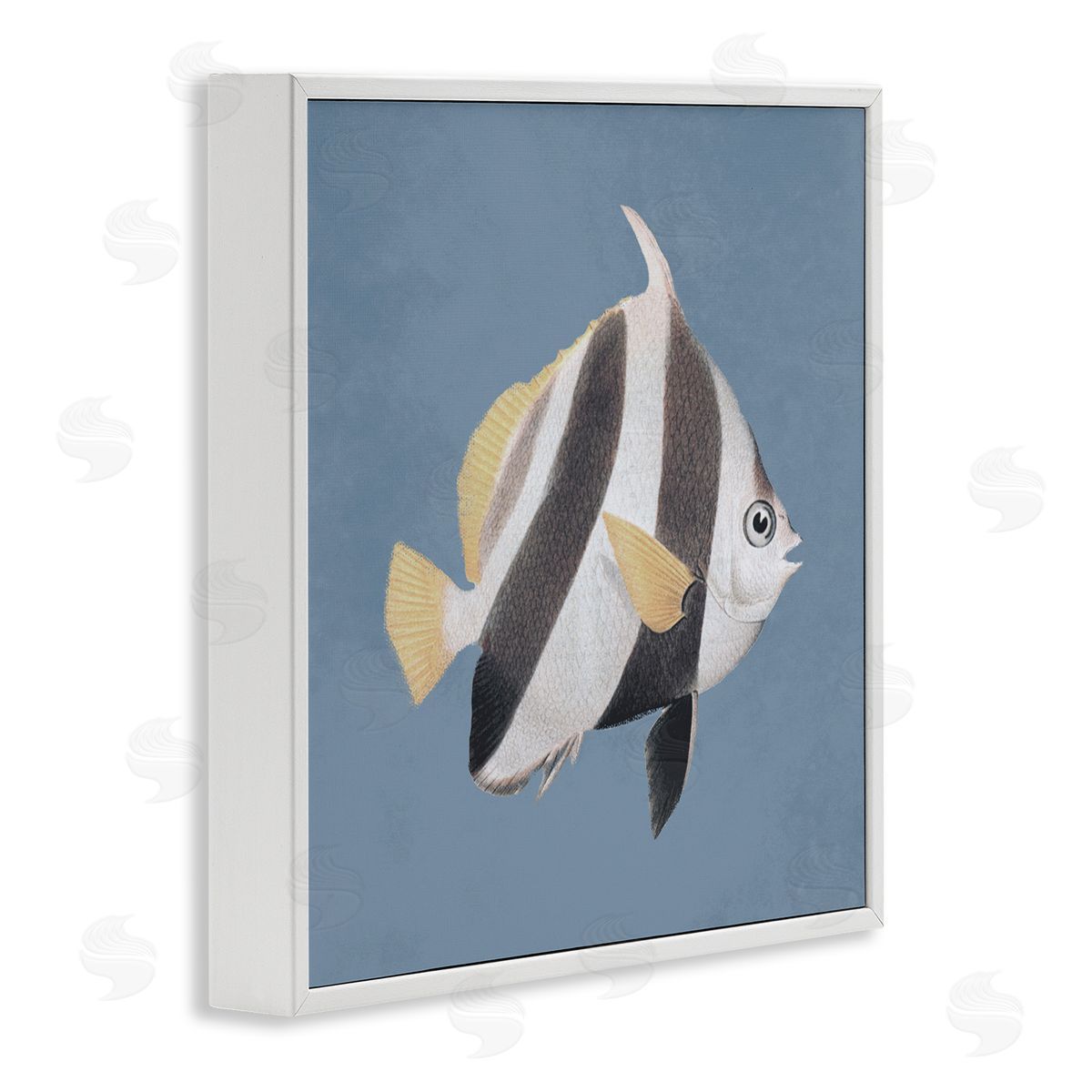 Piddix Striped Fish Marine Life Portrait White Framed Glicee Wall Art Print