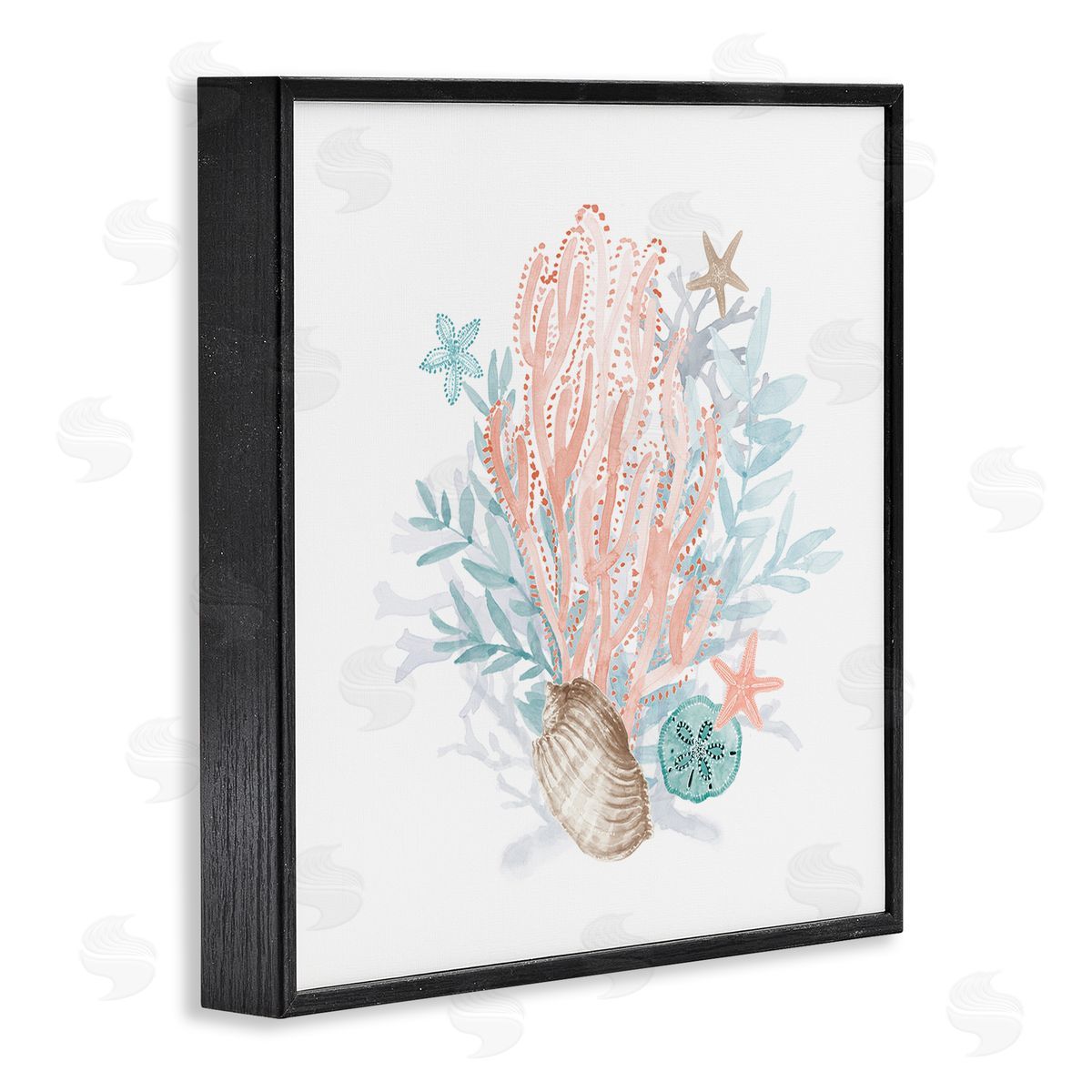 Lanie Loreth Aquatic Coral Pattern Seashells Black Framed Glicee Wall Art Print