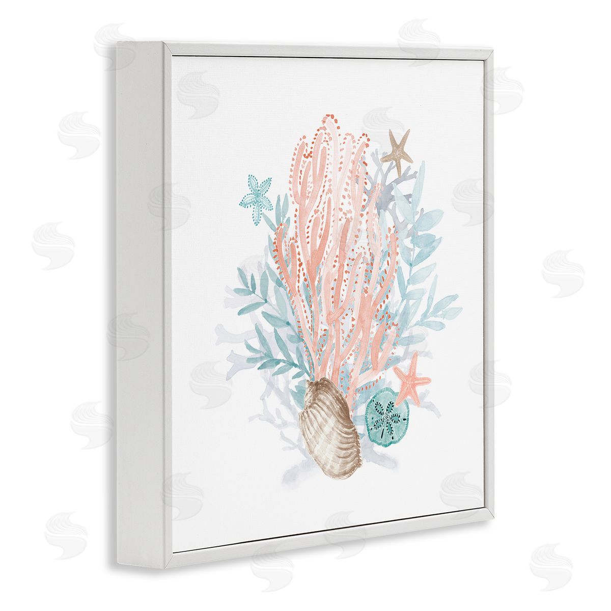 Lanie Loreth Aquatic Coral Pattern Seashells White Framed Glicee Wall Art Print