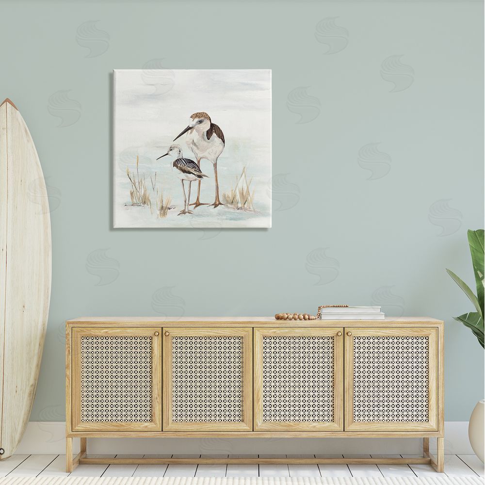 Patricia Pinto Sandpipers Duo Coastal Beach Bird Canvas Wall Art in Room