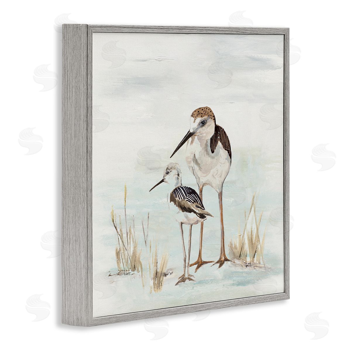 Patricia Pinto Sandpipers Duo Coastal Beach Bird Gray Framed Glicee Wall Art Print