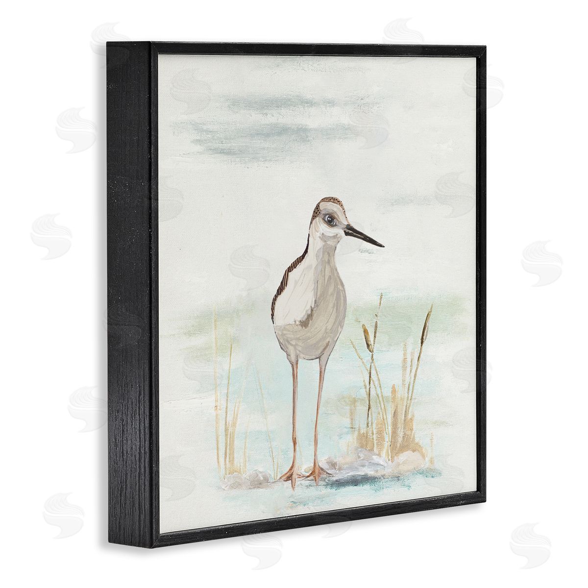Patricia Pinto Sandpiper Bird Beach Grass Sprigs Black Framed Glicee Wall Art Print
