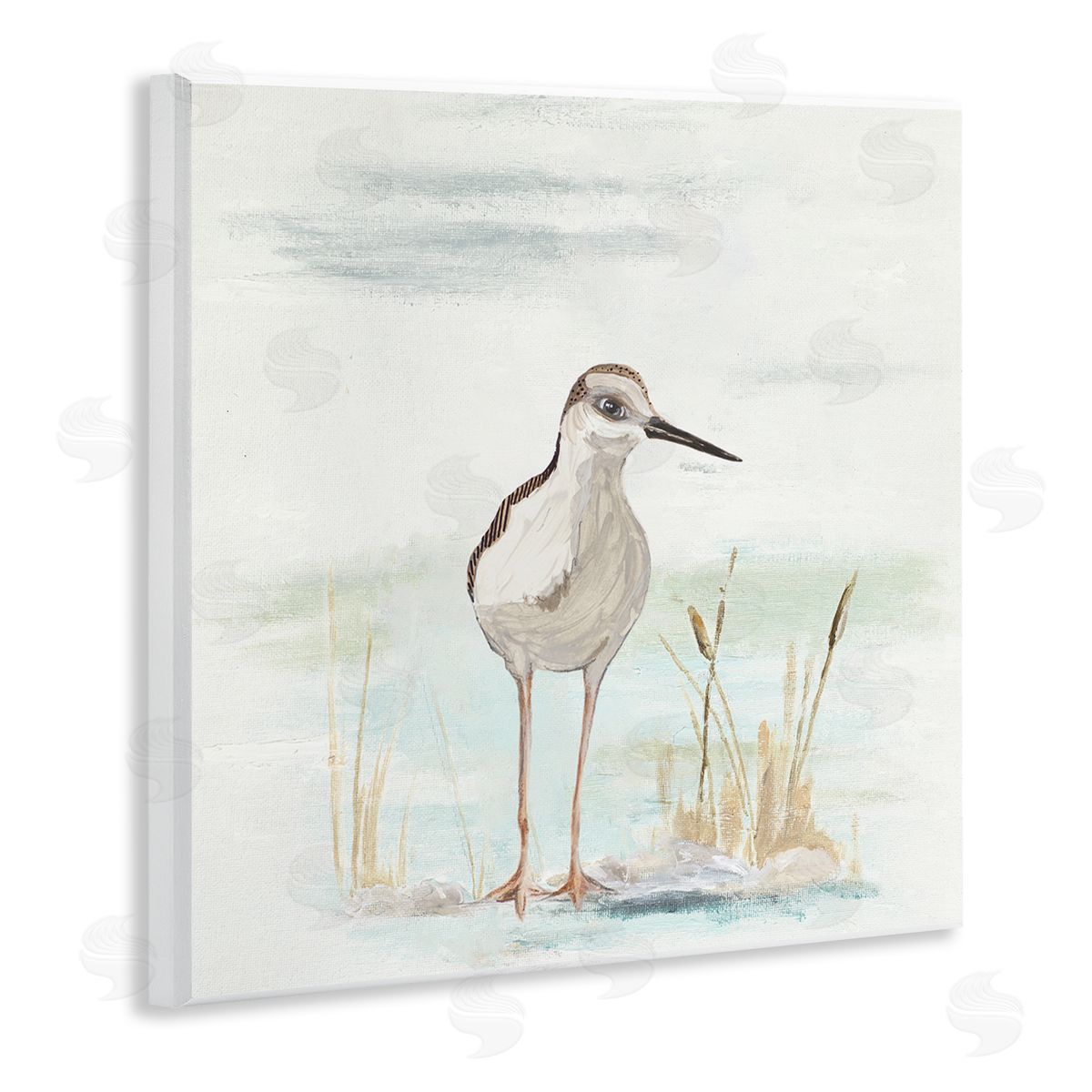 Patricia Pinto Sandpiper Bird Beach Grass Sprigs Wooden Wall Plaque Art Print