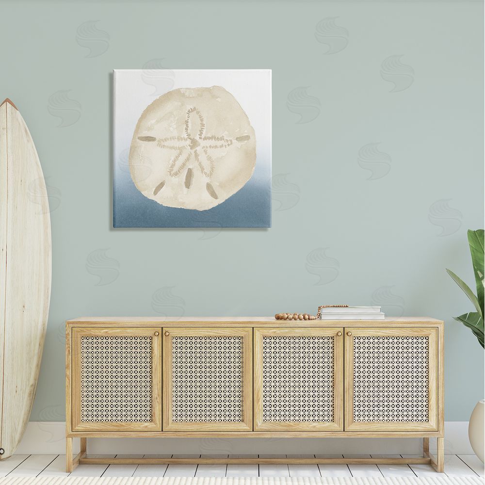 Lucille Price Beige Sand Dollar Seashell Canvas Wall Art in Room