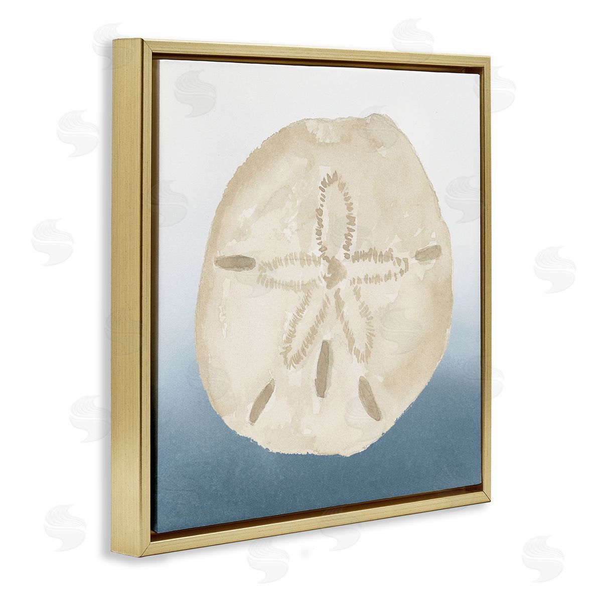 Lucille Price Beige Sand Dollar Seashell Gold Floating Frame Canvas Wall Art Print