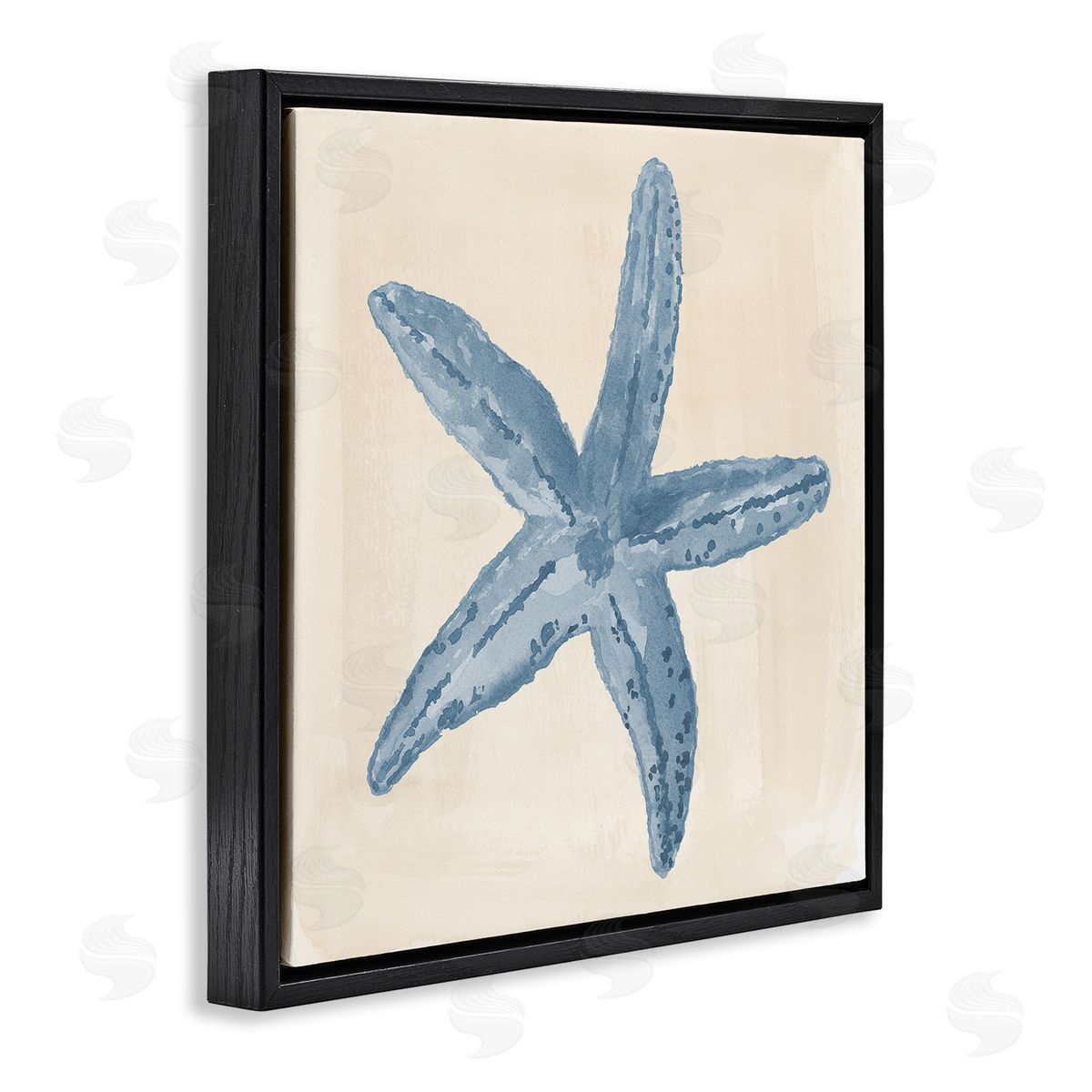 Lucille Price Blue Starfish Nautical Summer Black Floating Frame Canvas Wall Art Print