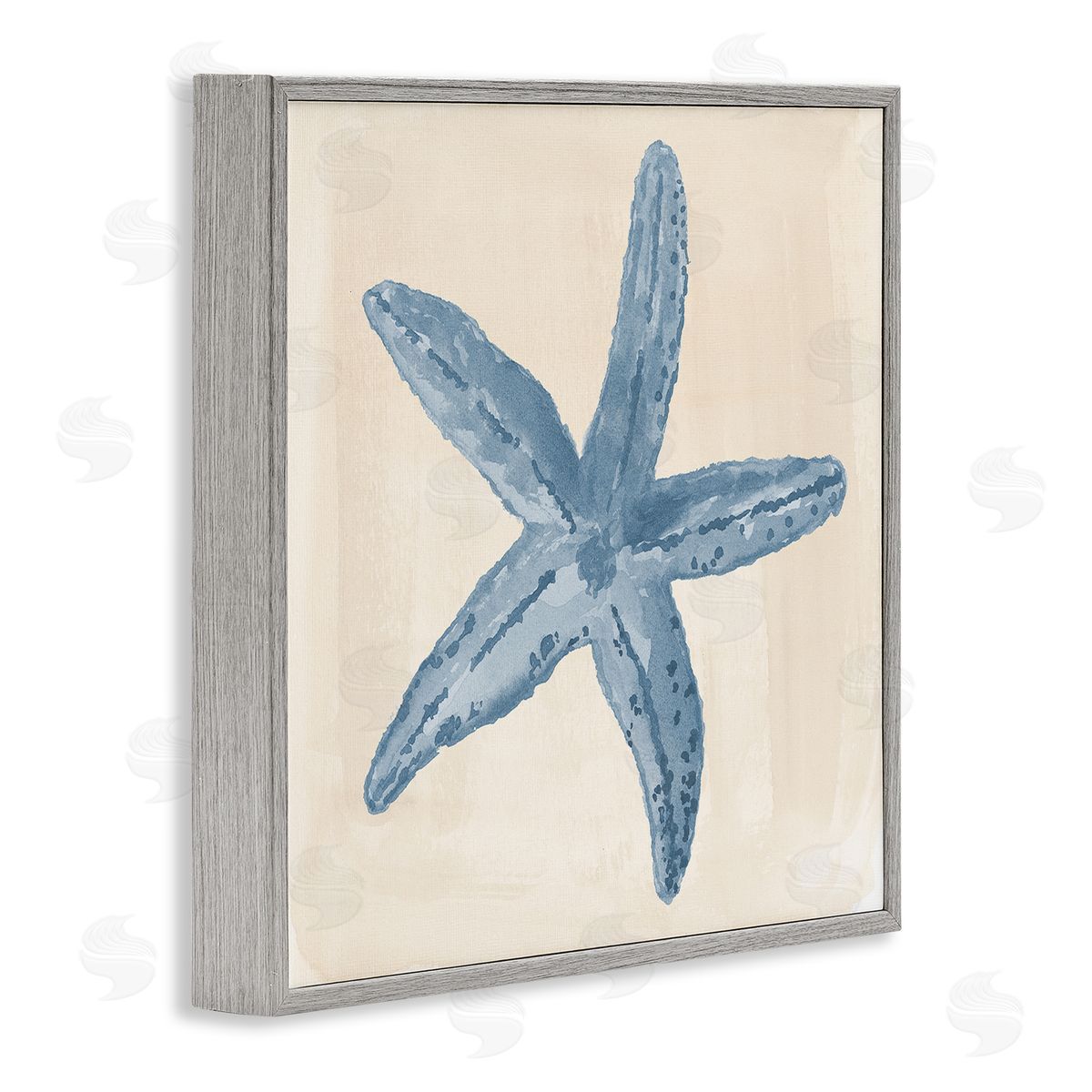 Lucille Price Blue Starfish Nautical Summer Gray Framed Glicee Wall Art Print