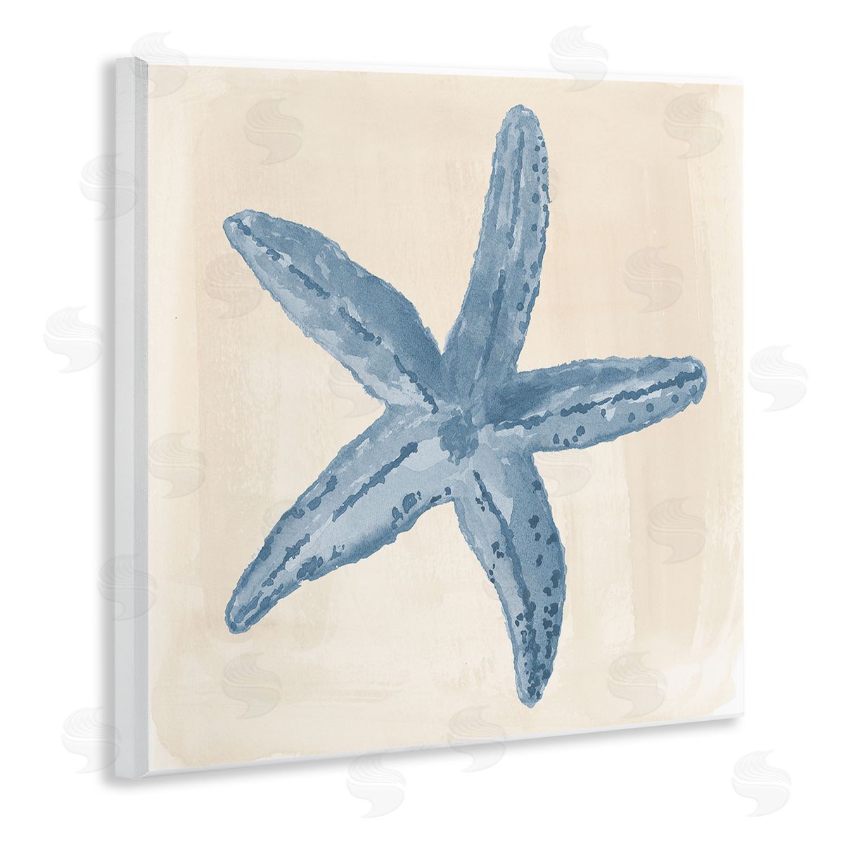Lucille Price Blue Starfish Nautical Summer Wooden Wall Plaque Art Print