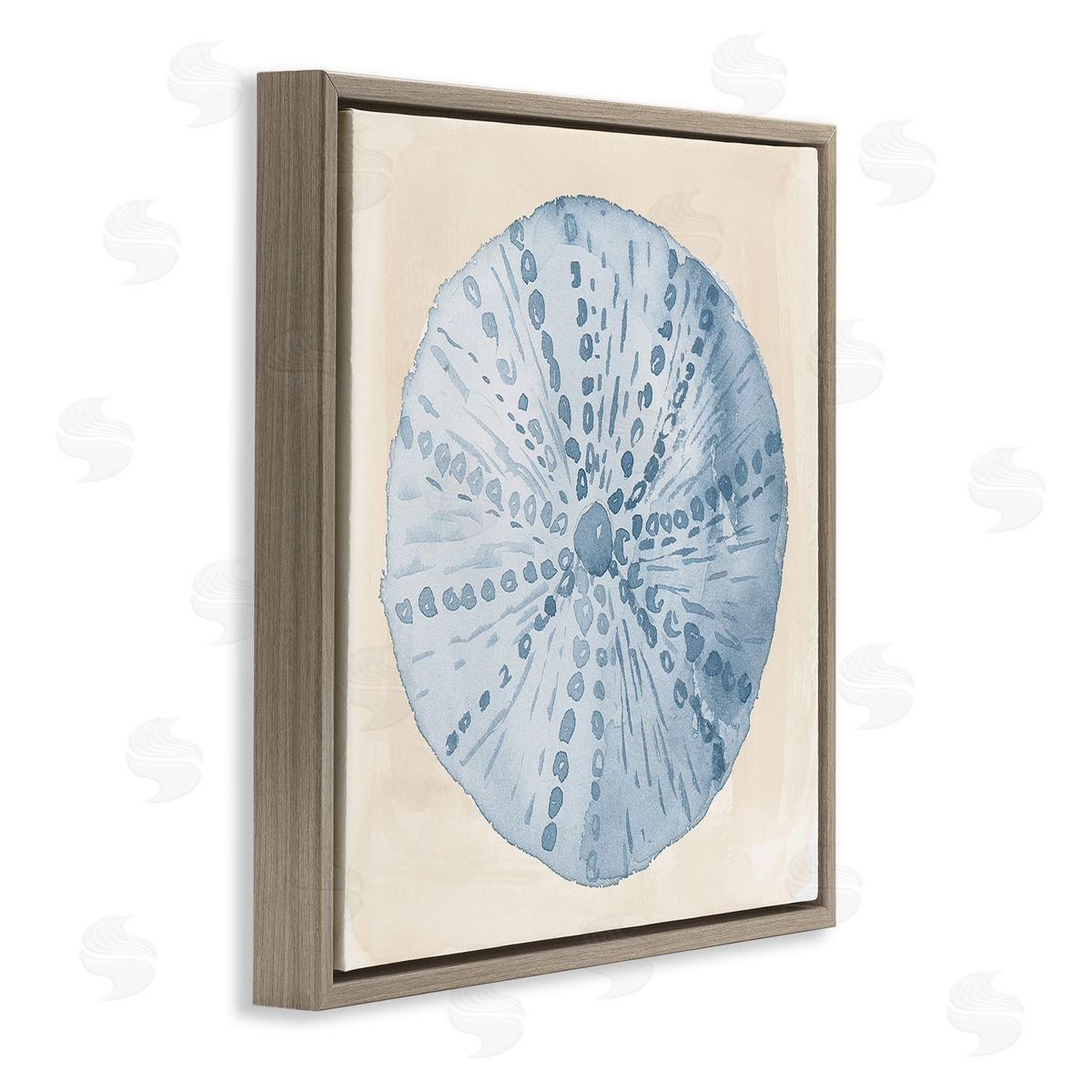 Lucille Price Nautical Sea Life Round Shell Brown Floating Frame Canvas Wall Art Print