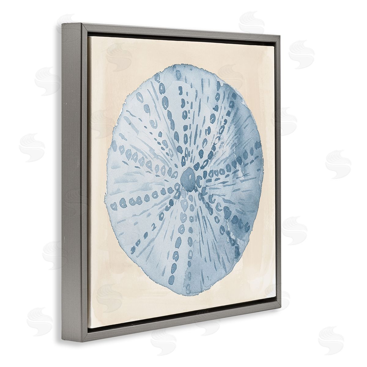 Lucille Price Nautical Sea Life Round Shell Gray Floating Frame Canvas Wall Art Print