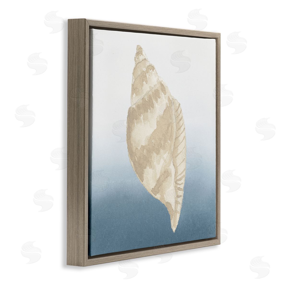 Lucille Price Casual Conch Nautical Life Brown Floating Frame Canvas Wall Art Print