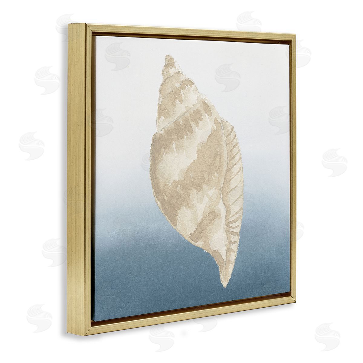 Lucille Price Casual Conch Nautical Life Gold Floating Frame Canvas Wall Art Print