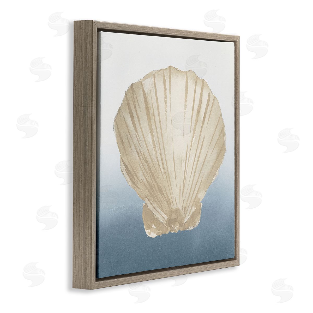 Lucille Price Aquatic Seashell Clam Composition Brown Floating Frame Canvas Wall Art Print