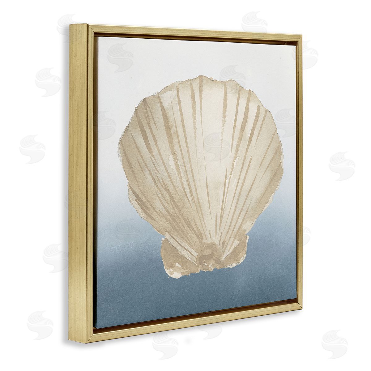 Lucille Price Aquatic Seashell Clam Composition Gold Floating Frame Canvas Wall Art Print