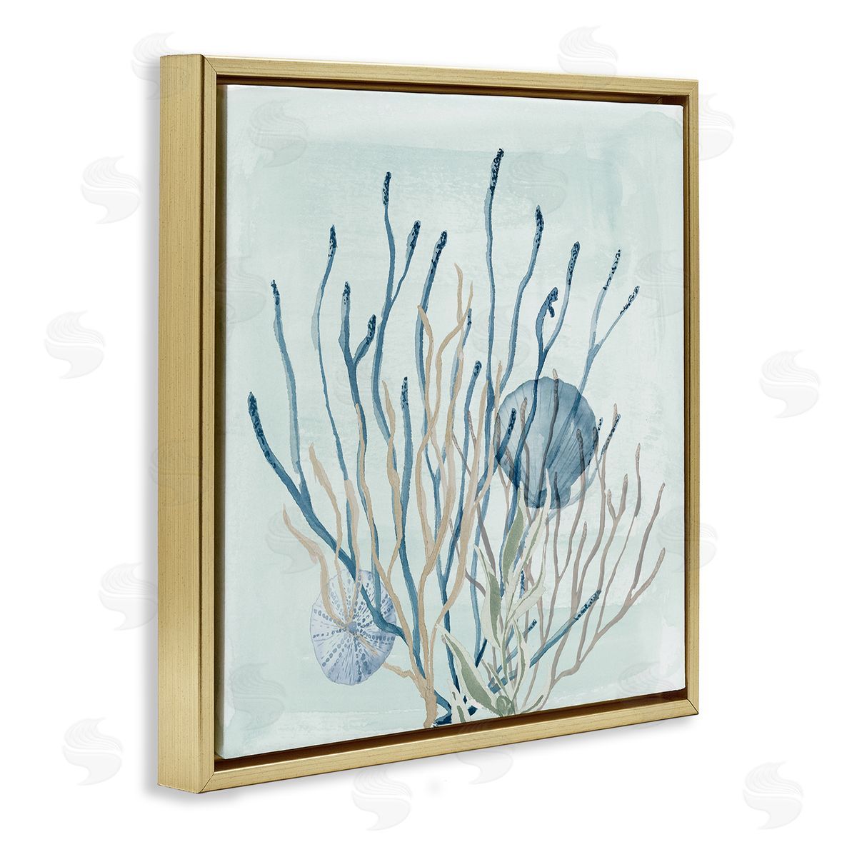 Lucille Price Coral Reef Underwater Seashells Gold Floating Frame Canvas Wall Art Print