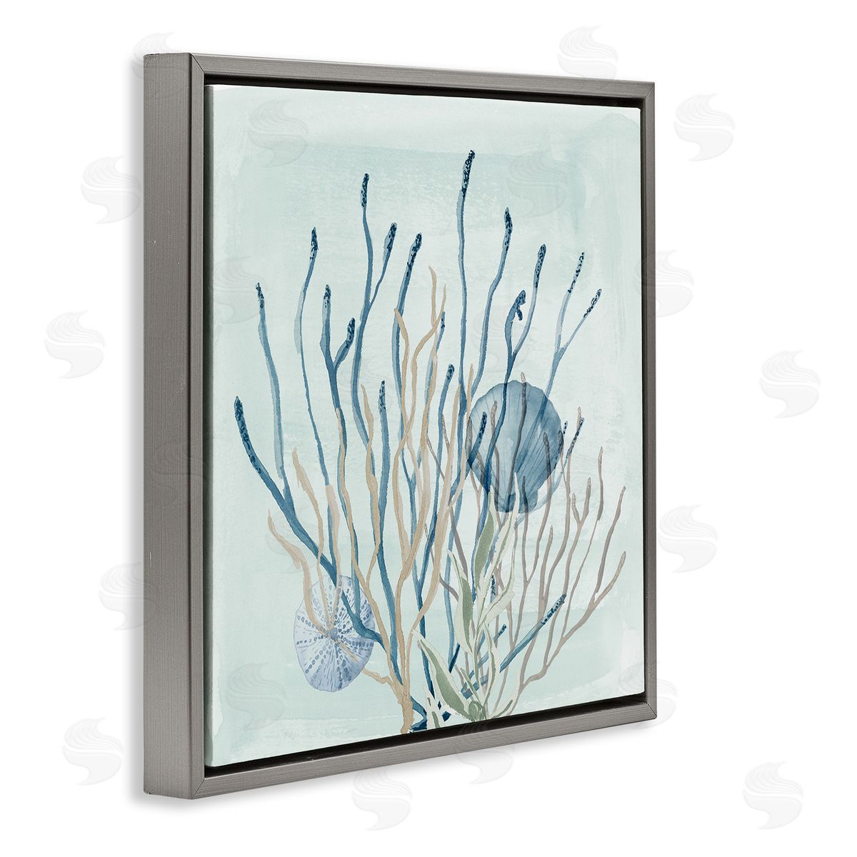 Lucille Price Coral Reef Underwater Seashells Gray Floating Frame Canvas Wall Art Print