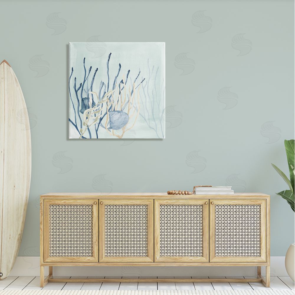 Lucille Price Layered Seashells Coral Underwater Canvas Wall Art in Room