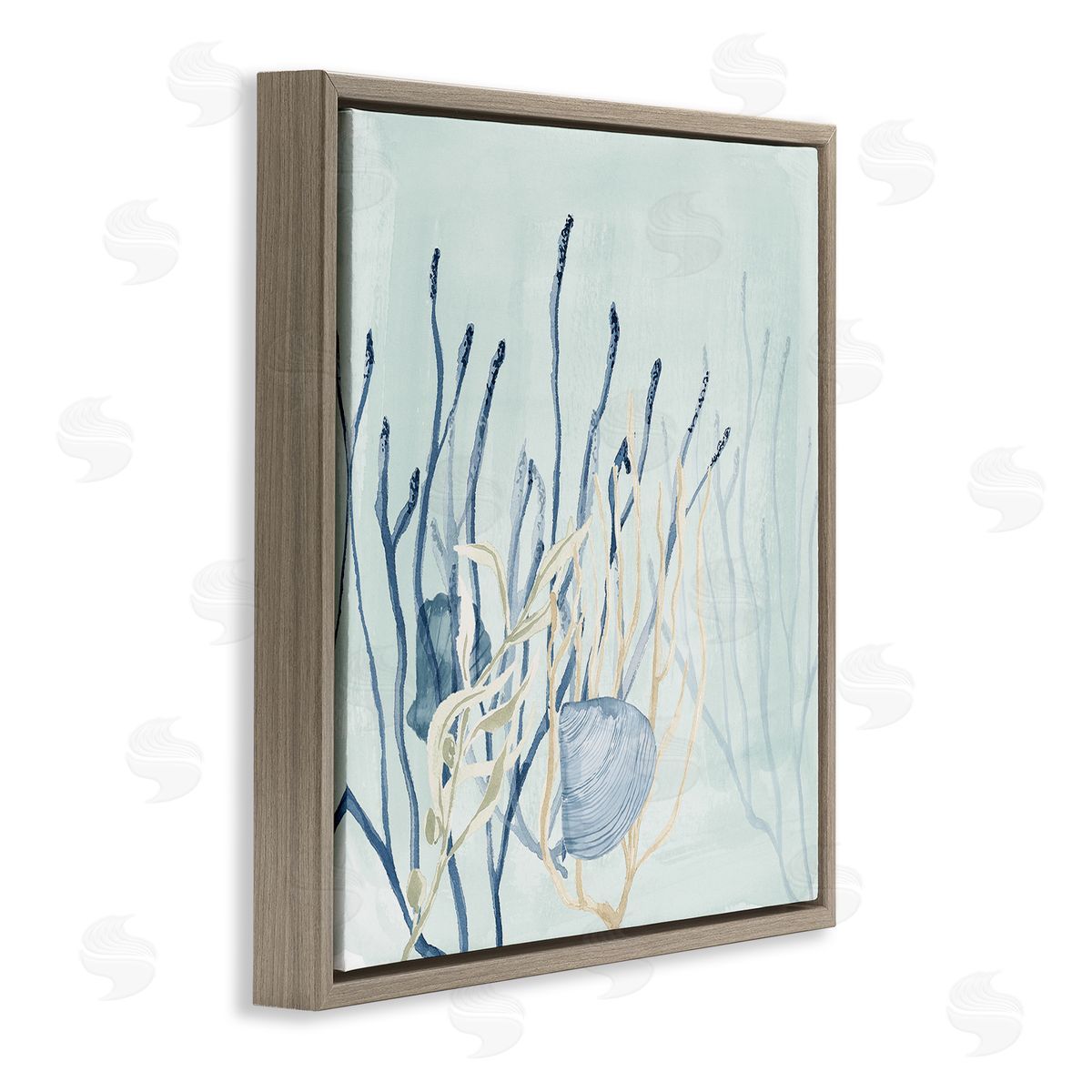 Lucille Price Layered Seashells Coral Underwater Brown Floating Frame Canvas Wall Art Print