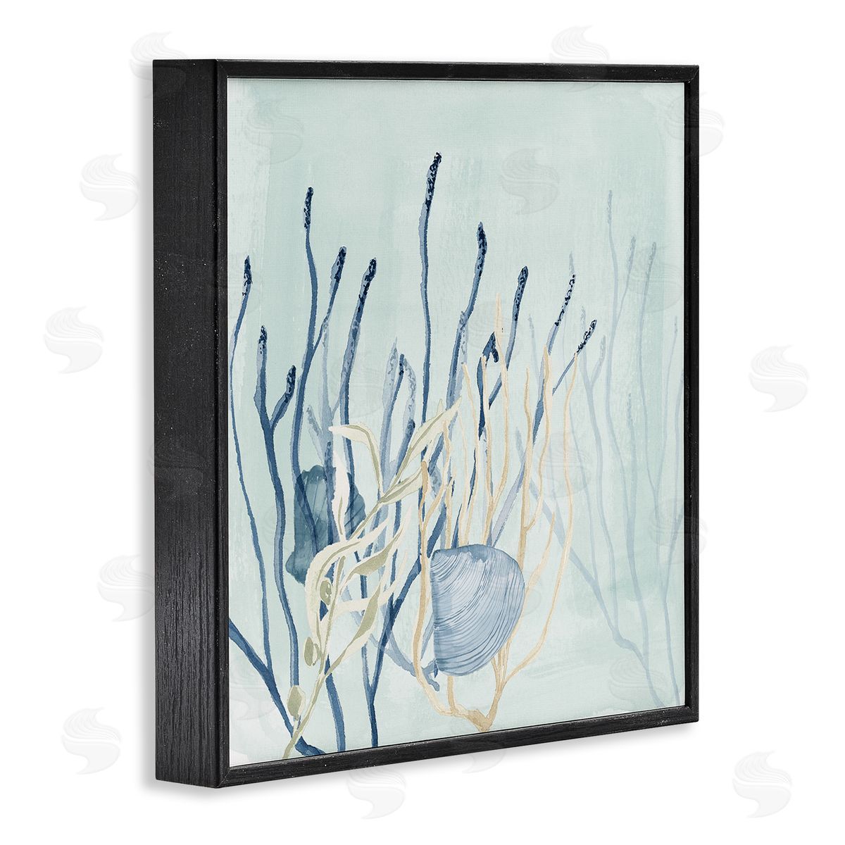 Lucille Price Layered Seashells Coral Underwater Black Framed Glicee Wall Art Print