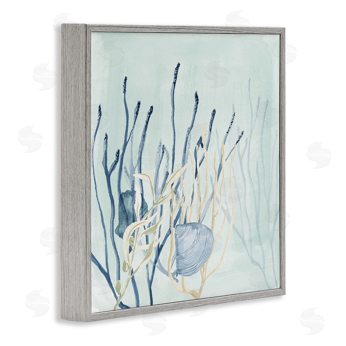 Lucille Price Layered Seashells Coral Underwater Gray Framed Glicee Wall Art Print