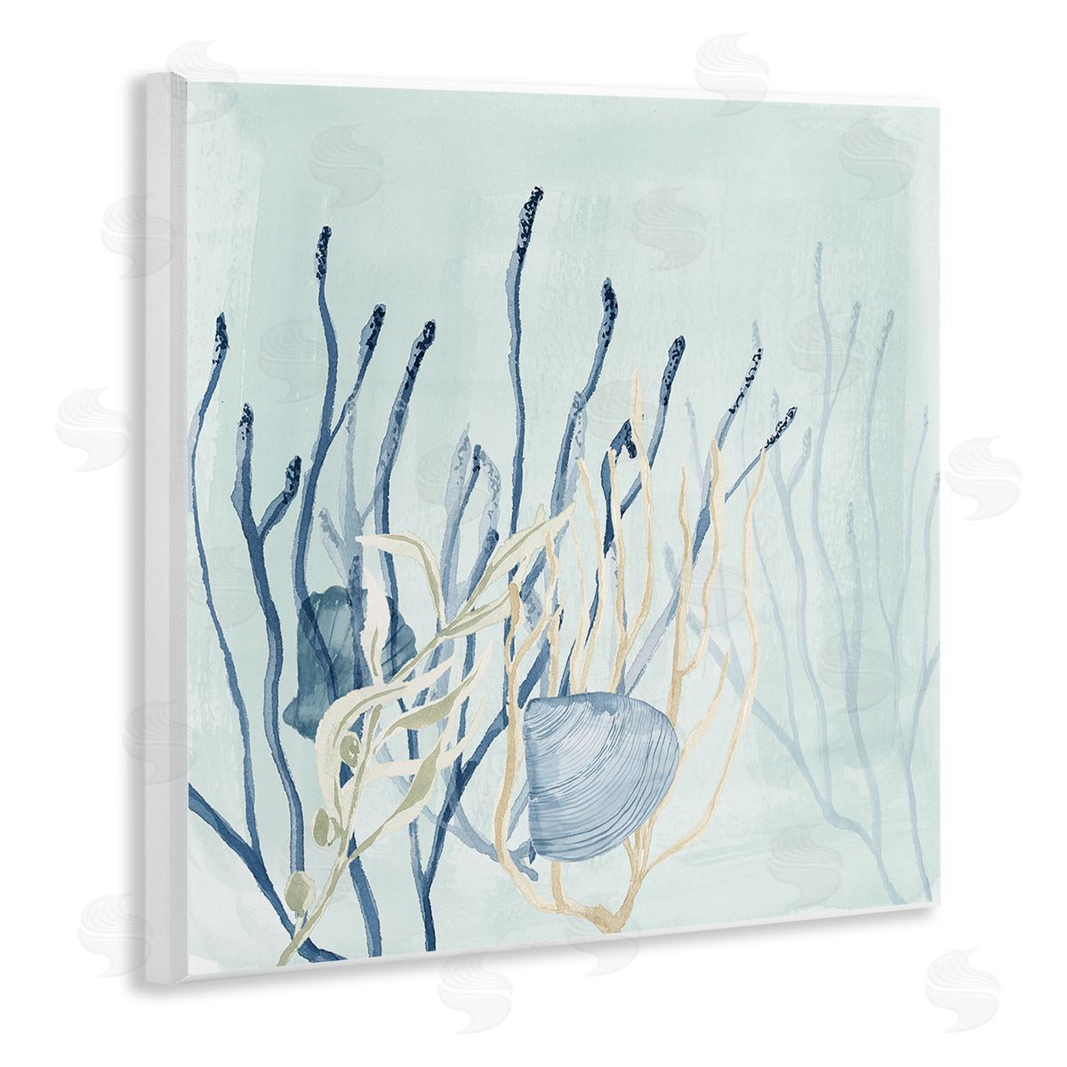 Lucille Price Layered Seashells Coral Underwater Wooden Wall Plaque Art Print