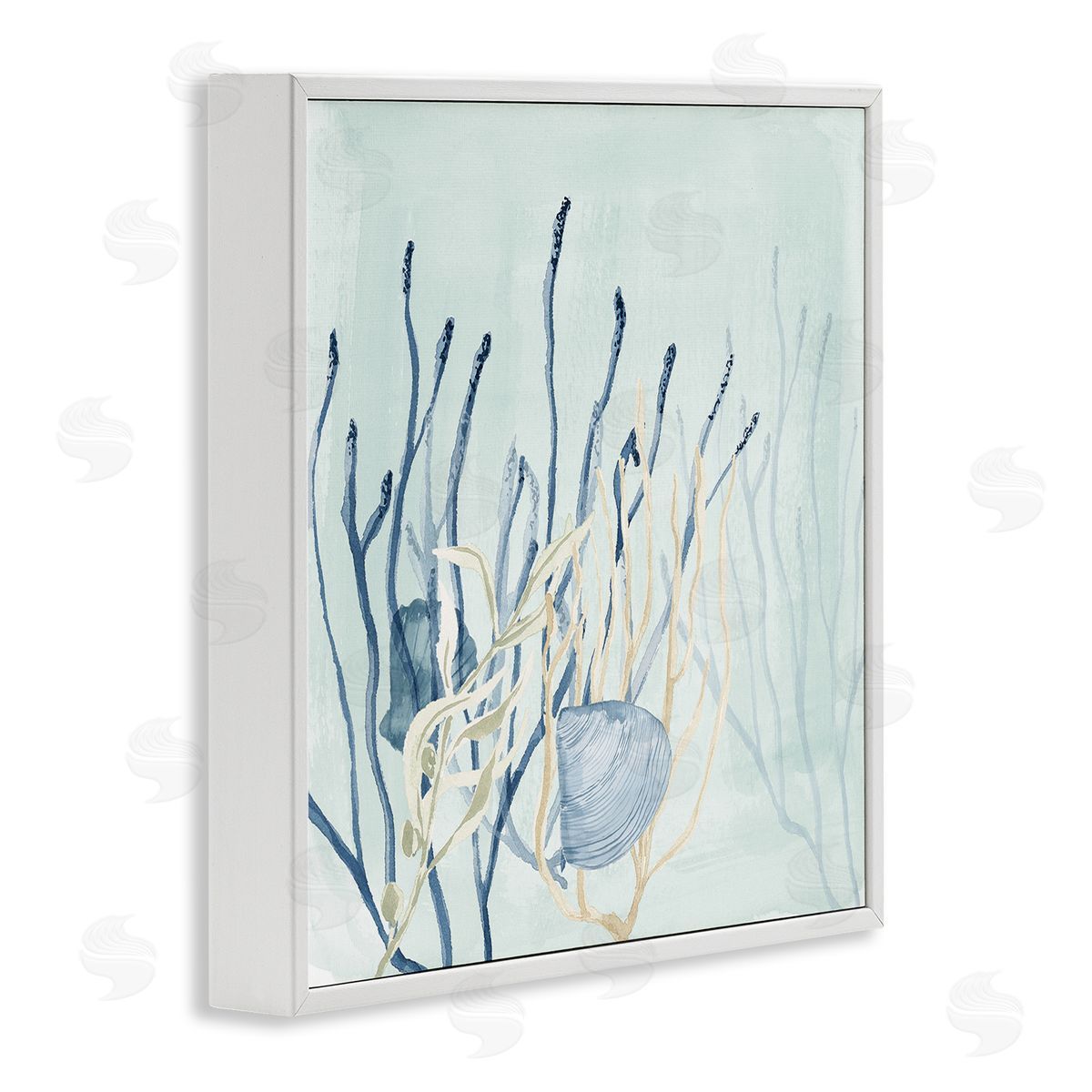 Lucille Price Layered Seashells Coral Underwater White Framed Glicee Wall Art Print