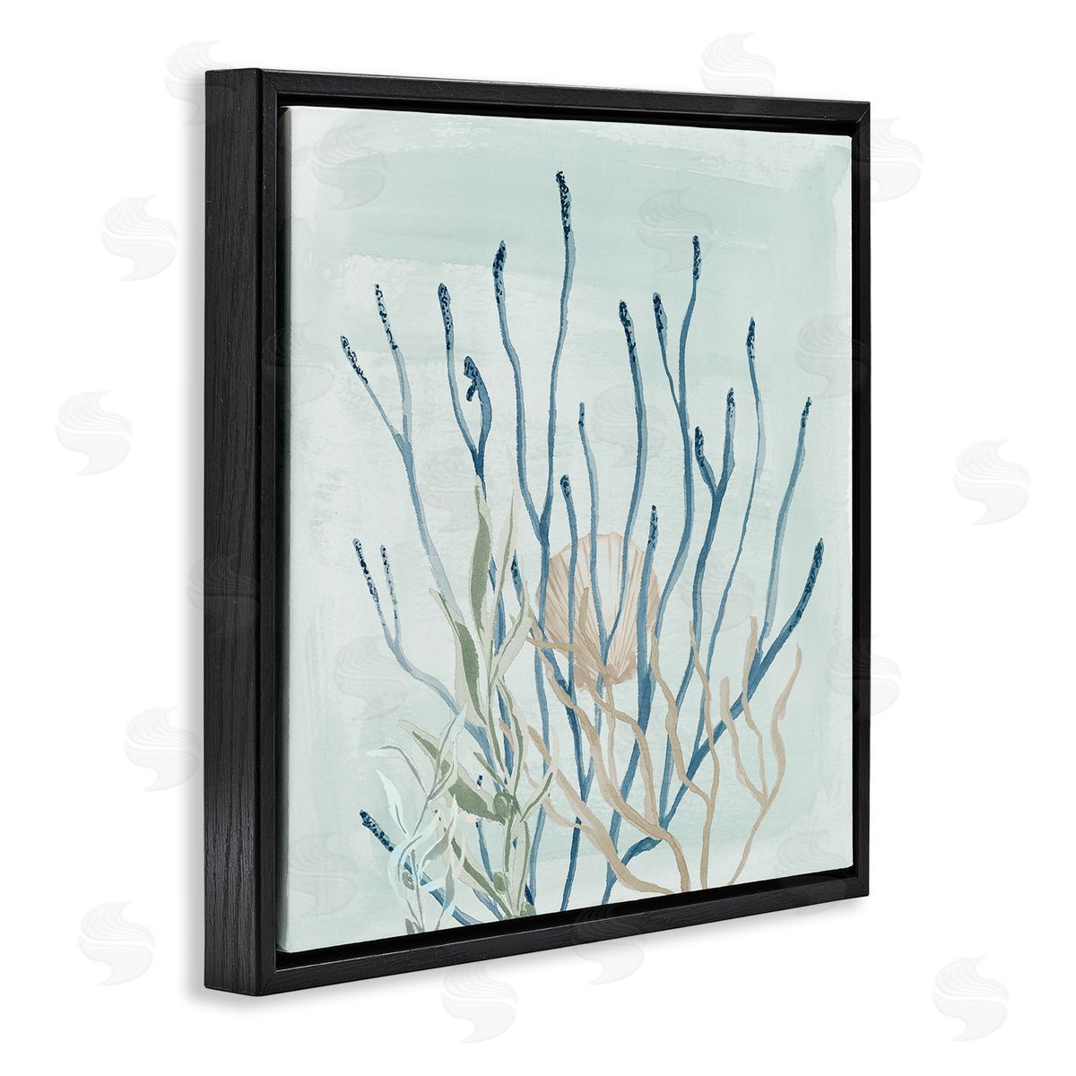 Lucille Price Layered Water Sea Life Coral Black Floating Frame Canvas Wall Art Print
