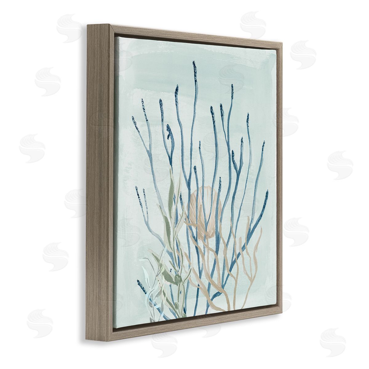 Lucille Price Layered Water Sea Life Coral Brown Floating Frame Canvas Wall Art Print