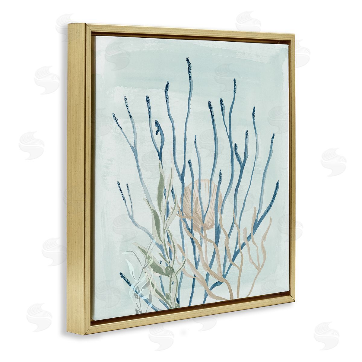 Lucille Price Layered Water Sea Life Coral Gold Floating Frame Canvas Wall Art Print
