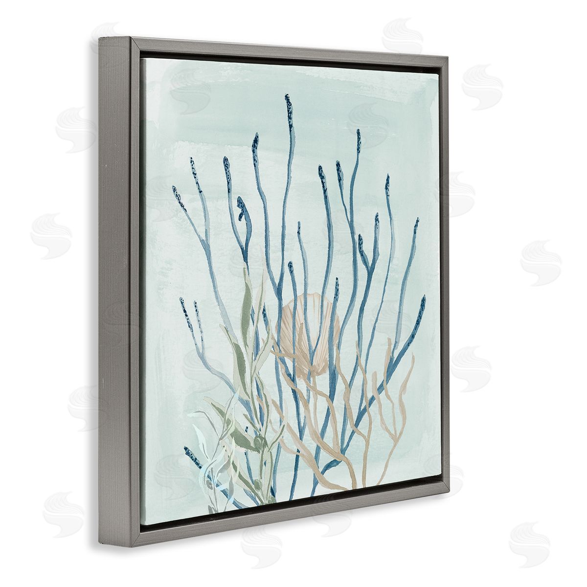 Lucille Price Layered Water Sea Life Coral Gray Floating Frame Canvas Wall Art Print