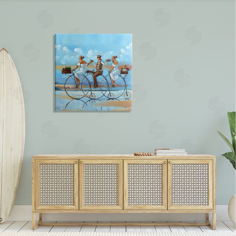 Ronald West Summer Shore Bicycle Ride  Canvas Wall Art in Room